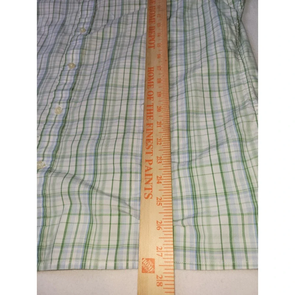 Banana Republic Mens Green White Plaid Short Sleeve Button Down Shirt Large 2206